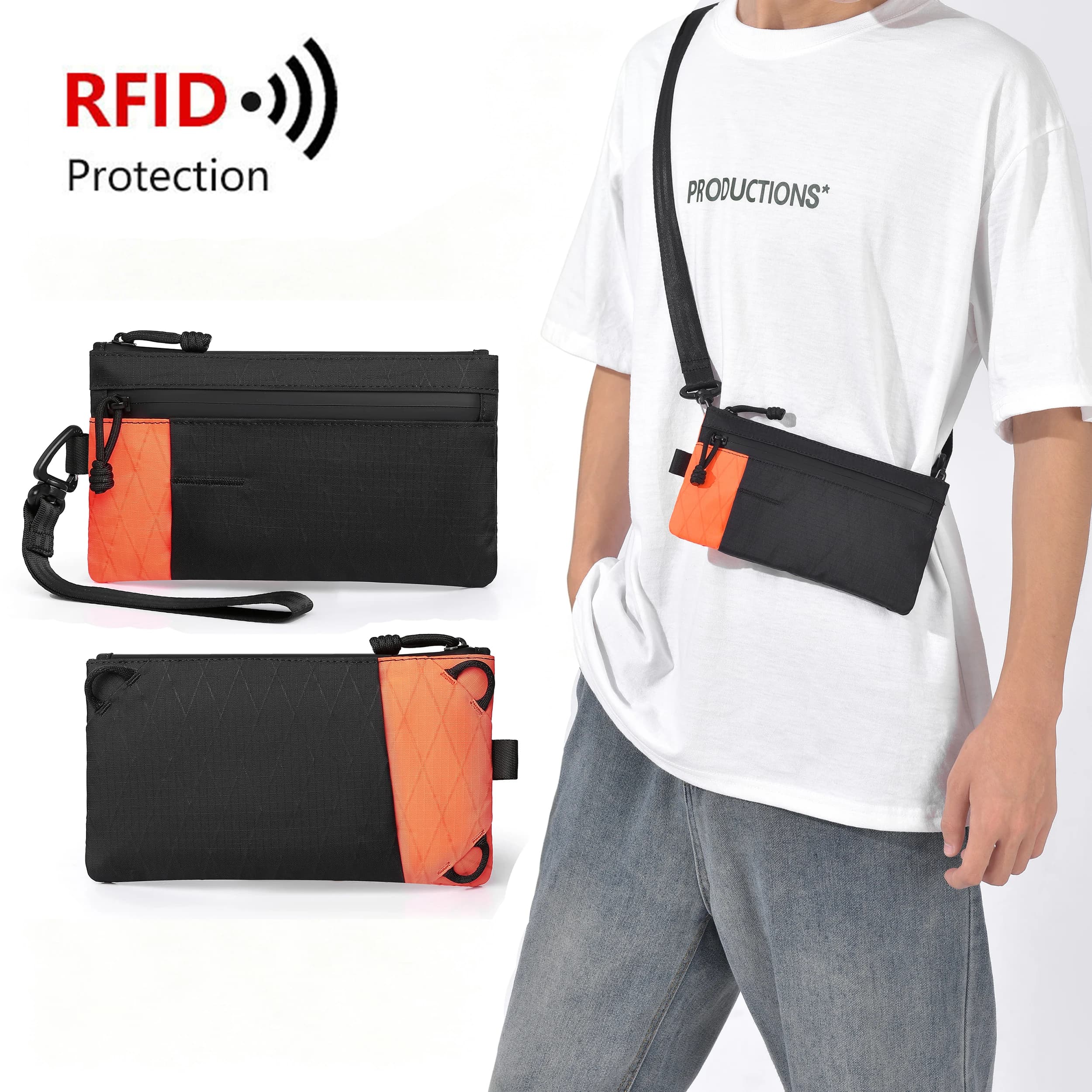 RFID Travel Wallet Casual Phone Passport Purse Crossbody X-Pac Coin Pouch Waterproof Wallet Men Clutch Bag Fashion Card Holder