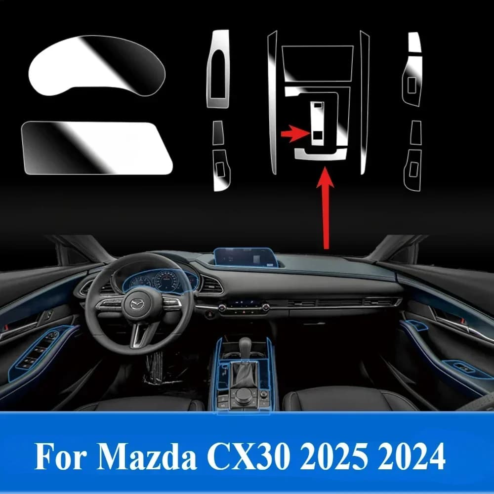 Per Mazda CX30 2025 2024 Pellicola protettiva Accessori auto Interni Trasparente TPU Pannello ingranaggi GPS Console centrale Anti-graffio