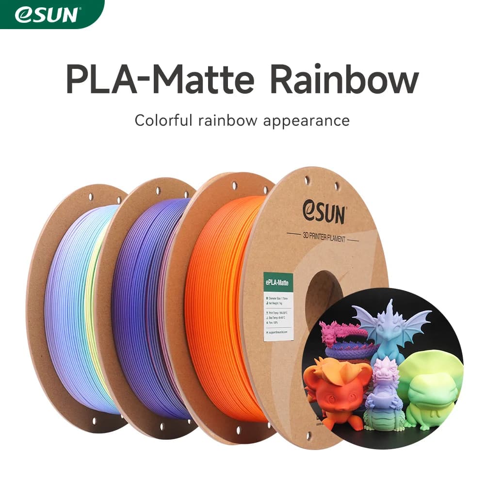 eSUN PLA 3D Printer Filament 1.75mm 1KG matt Rainbow PLA 3D Filament for Bambu Lab Rainbow Color PLA Printer Material 3D