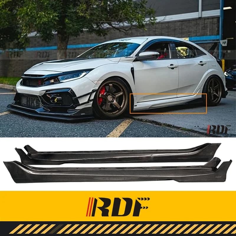 Suitable for Honda Civic R FK8 Varis Carbon Fiber Side Skirt Diffuser Side Skirt Extension Plate Lip Spoiler Car Modification