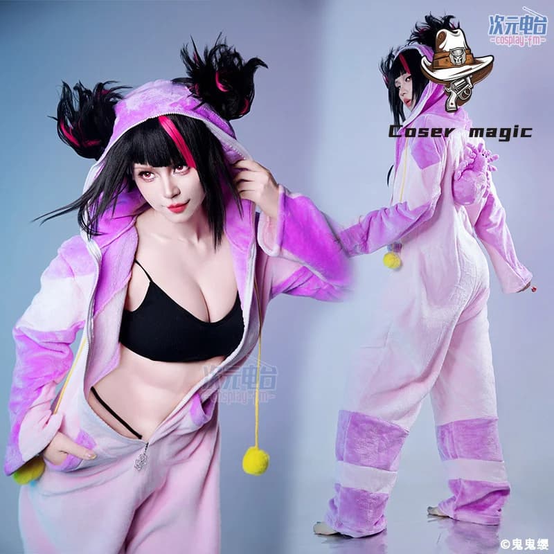 Juri Han Cosplay Costume Flannel Onesie Pajamas Full Set