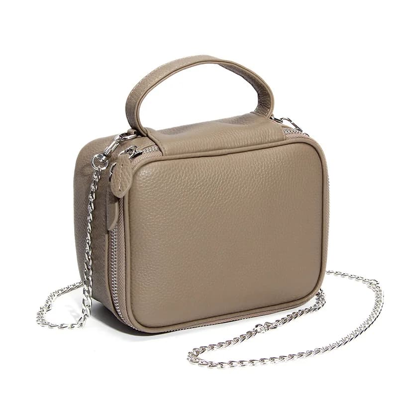 Fashion Chain Cowhide Phone Shoulder Bag Design Genuine Leather Women Messenger Bags Daily Use Wallet Handbag Makeup Storage Bag