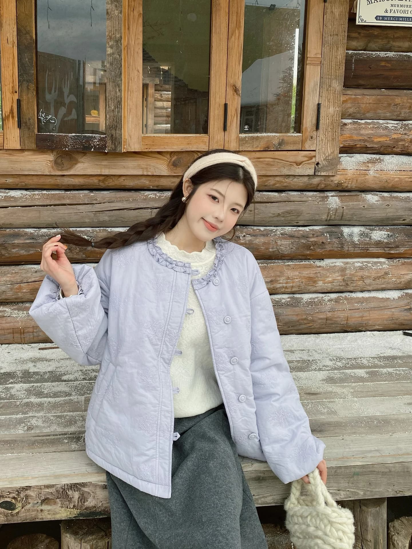 Giacca da donna MOBAI in cotone e lino, girocollo, ricamata, nuovo stile cinese, calda per l'inverno, abbigliamento artistico per il pendolarismo