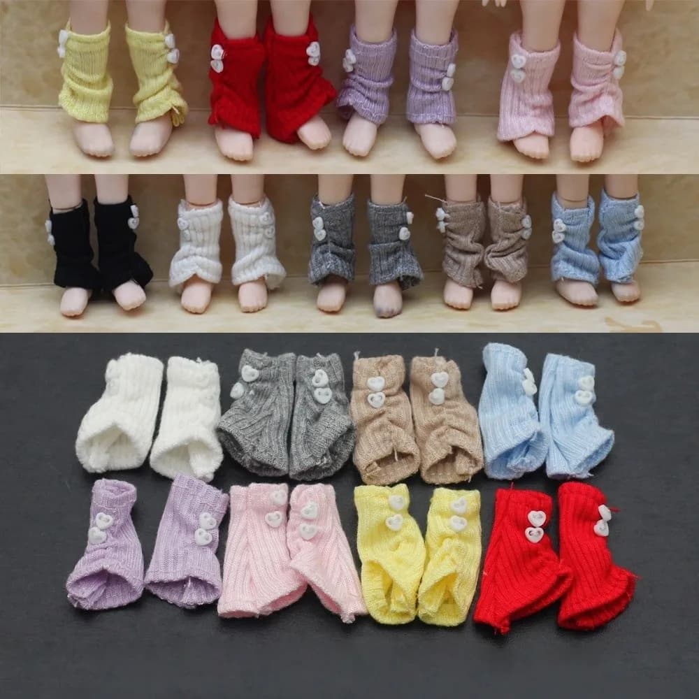 New Multi Colors OB11 Socks Yarn Knitted Mini Pile Up BJD Socks Lolita Style Stacking Socks Pile Socks Sailor Uniform