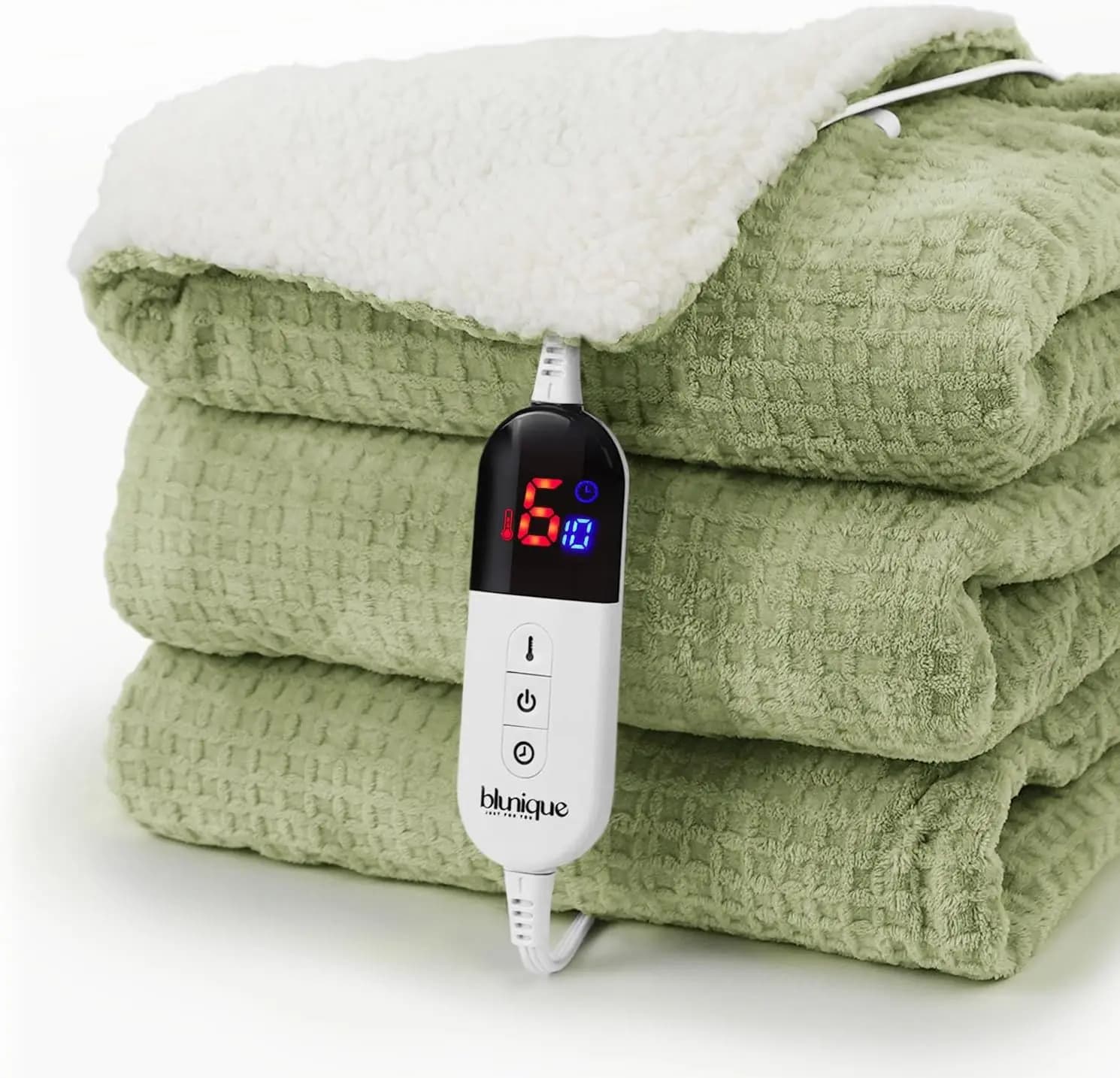 Coperta riscaldata elettrica doppia dimensione, pile Sherpa con 6 livelli di calore e spegnimento automatico, certificata ETL per un calore sicuro