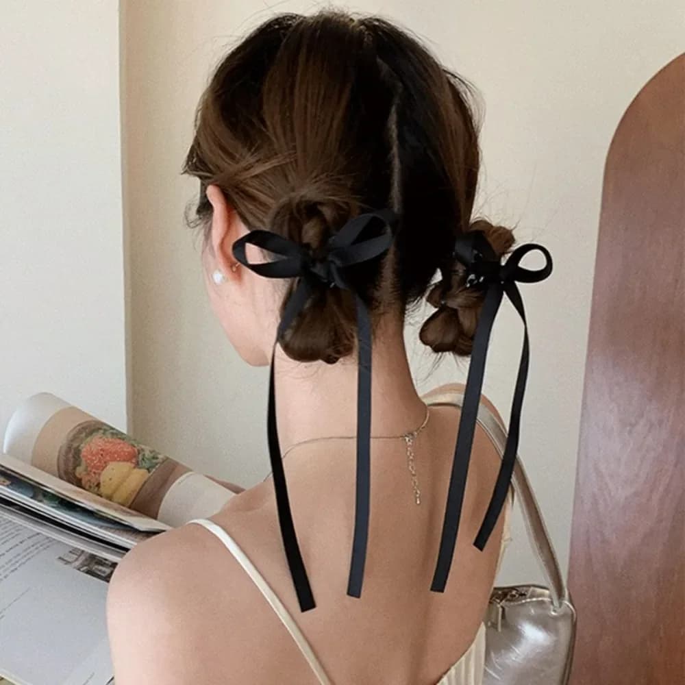 2 fashionable long bow hair clips, sweet ribbon clips for women and girls, hair accessories, korean gift