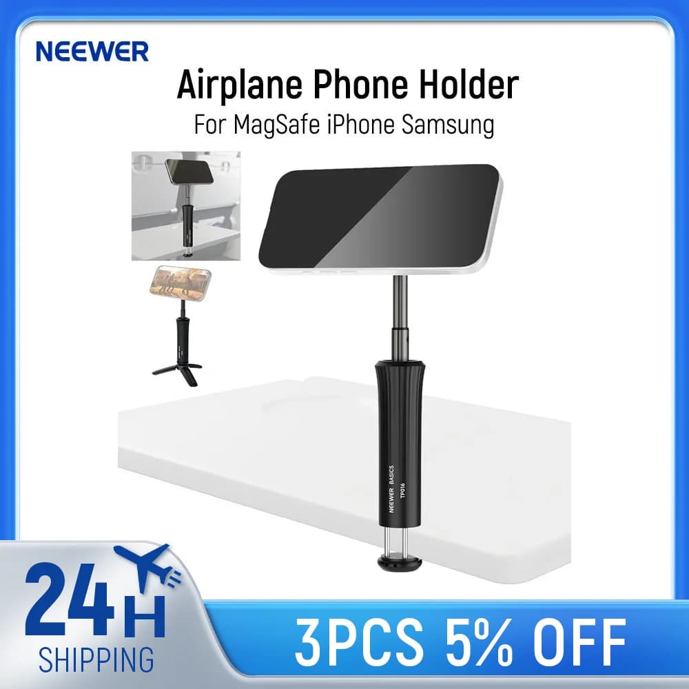 NEEWER Supporto per telefono per aereo, supporto magnetico per treppiede da tavolo per smartphone, selfie stick portatile per iPhone MagSafe Samsung