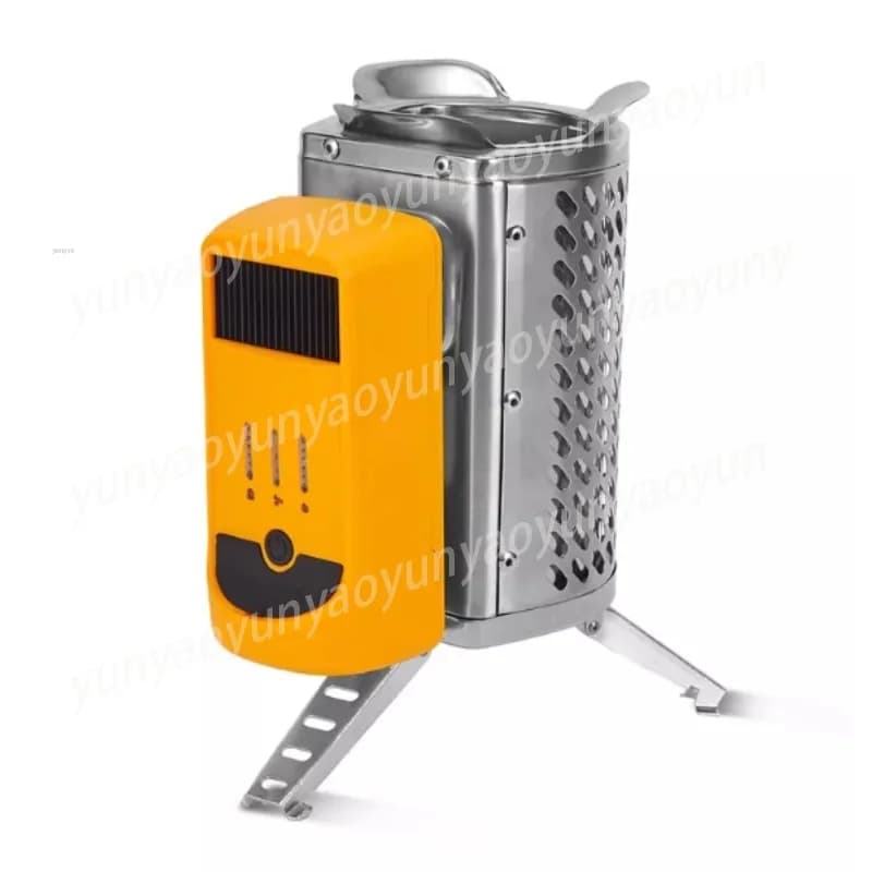 Stufa a Legna Pieghevole Portatile, Bruciatore per Legna da Campeggio con Ventilatore Ricaricabile, Kit per Barbecue e Cucina all'Aperto