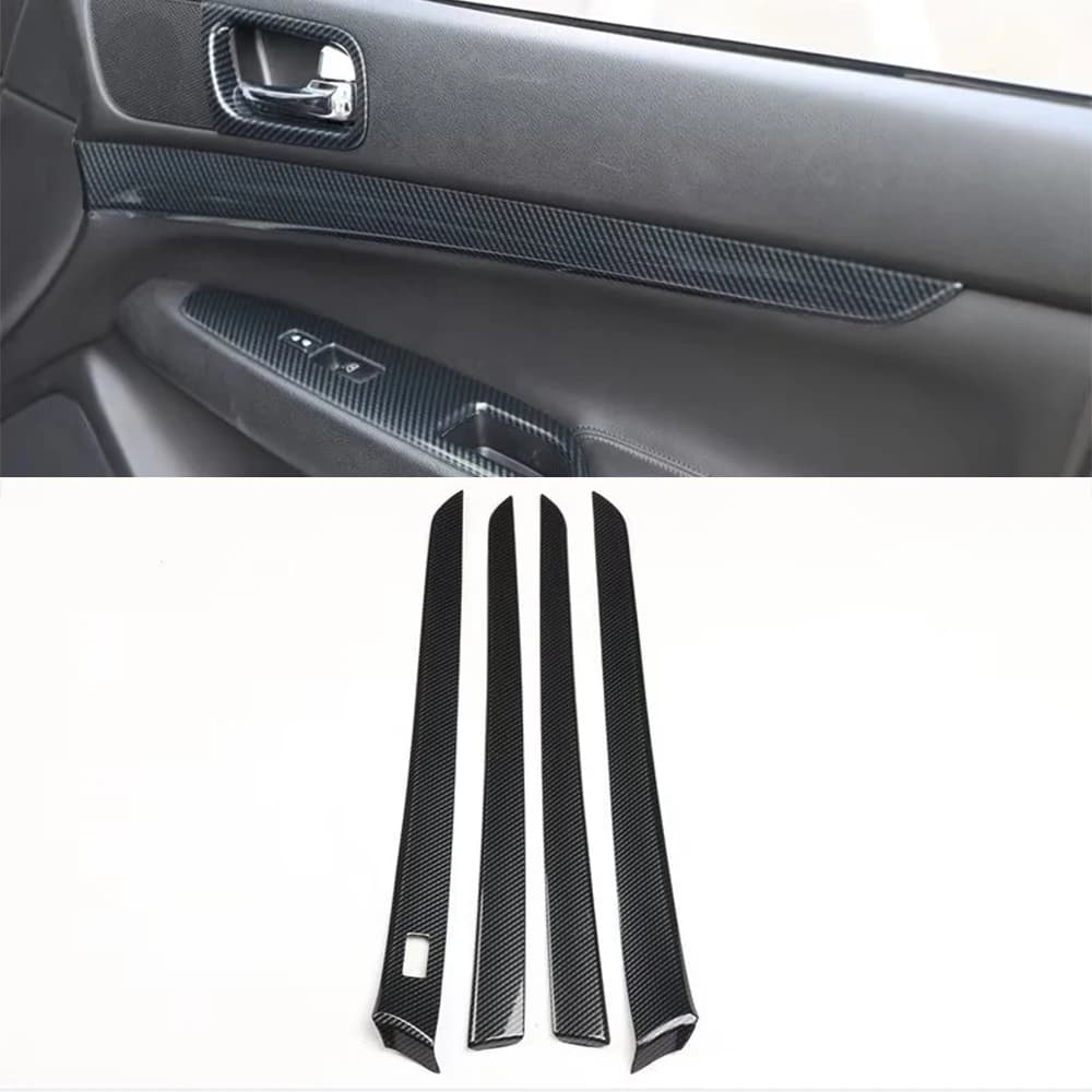 Pannello della portiera dell'auto strisce di decorazione d'interni Trim adesivi in ABS per Infiniti G25 G37 2010 2011 2012 2013 guida a sinistra