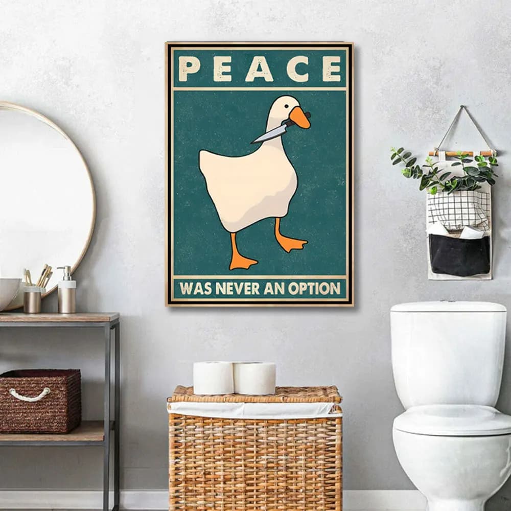 (No frame)Funny Goose Wall Art Prints Poster Classic Quotes Peace Was Never An Option Canvas Painting Picture for Living Room