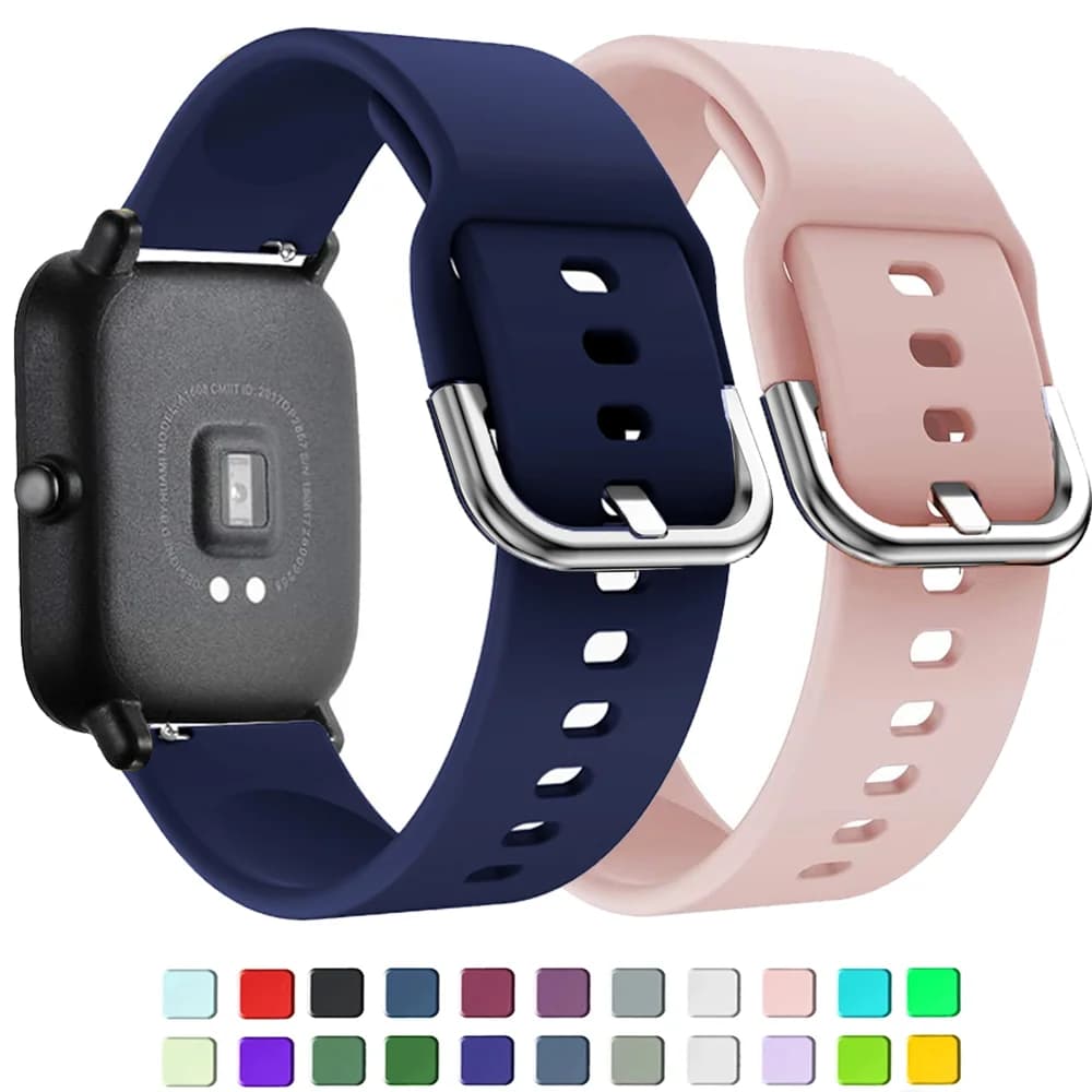 Cinturino in silicone per Amazfit GTS 4/3/2e Mini/GTR 4/3/Pro/2/2e/stratos 3/2 Bracciale sportivo Amazfit bip-U-S-lite 20mm/22mm cinturino