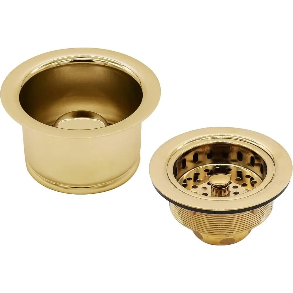 Cestello filtro per lavello da cucina grande stile Post e flangia extra profonda per smaltimento rifiuti con tappo in ottone lucido