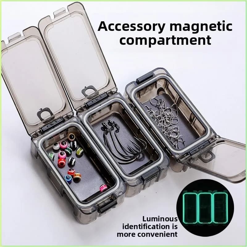 Magnetic Fishing Tackle Box, Waterproof Lure Hook Storage Case, Luminous Identification Accessory Box for Rock Boat Fishing