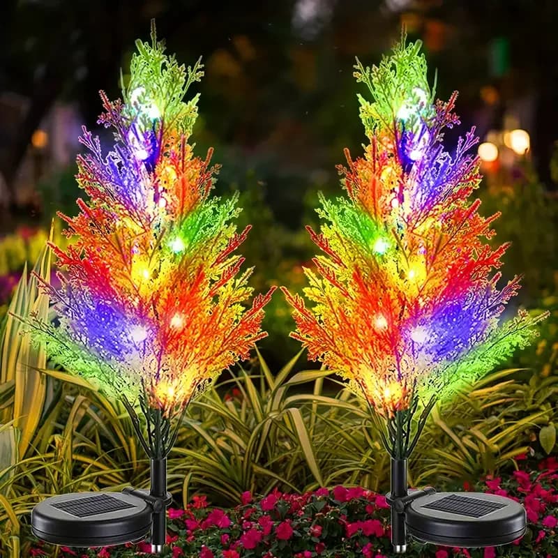 Luci solari colorate per alberi di pino da 1 pezzo, luci solari per esterni per decorazioni natalizie, luci paesaggistiche per accesso al giardino