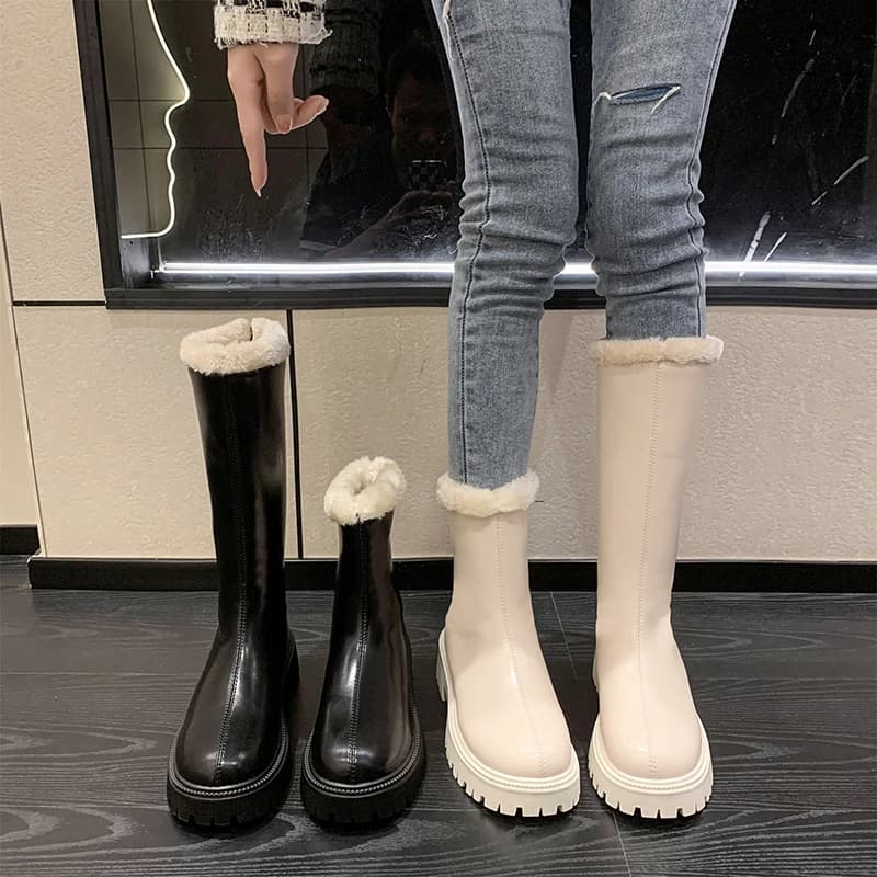 Winter Women Warm Plush Ankle Boots Comfort Non Slip Big Size Shoes Concise Cotton Short Botas De Mujer2026