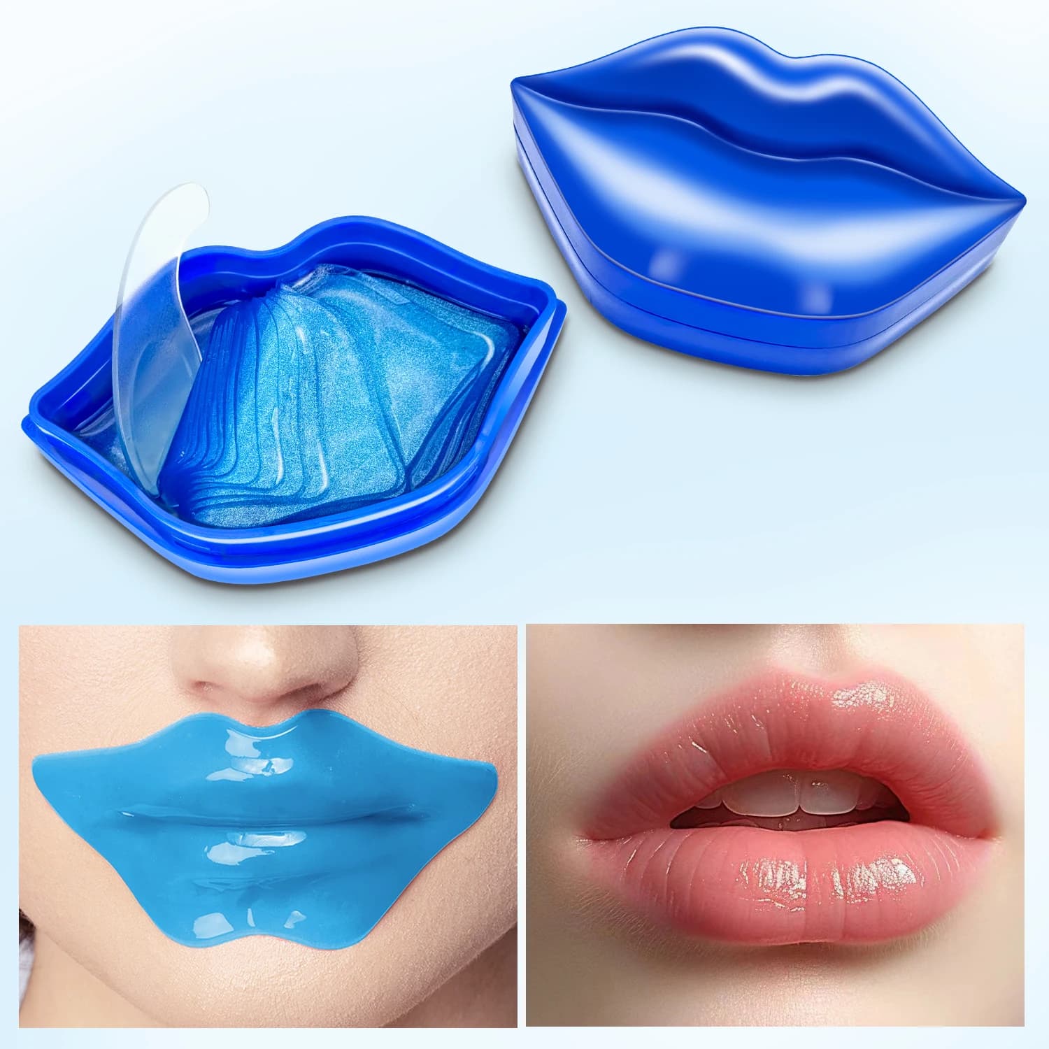 20-piece collagen lip masks with hyaluronic acid: moisturize, prevent dryness and cracks and nourish the lips. Ideal for men and women.