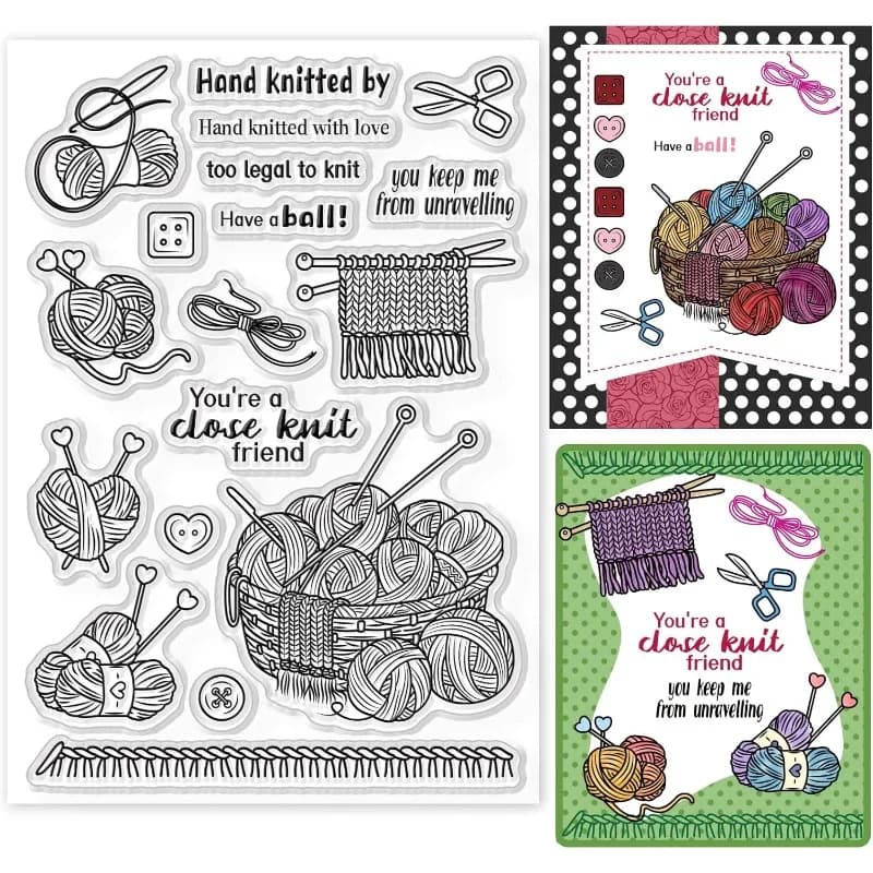 1pcs Warm Knitting Theme Clear Stamps Blessings Silicone Clear Stamps Set for Decorating DIY Scrapbooks Card Making 11 x 16 cm