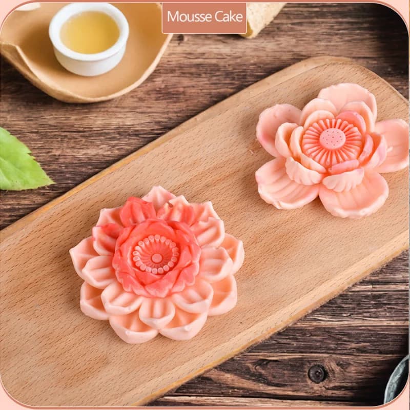 Stampo in Silicone 3D a Forma di Loto per Candele, Stampo per Candele a Forma di Fiore di Loto, Stampo in Silicone per Torte Mousse, Stampo in Resina per Dolci