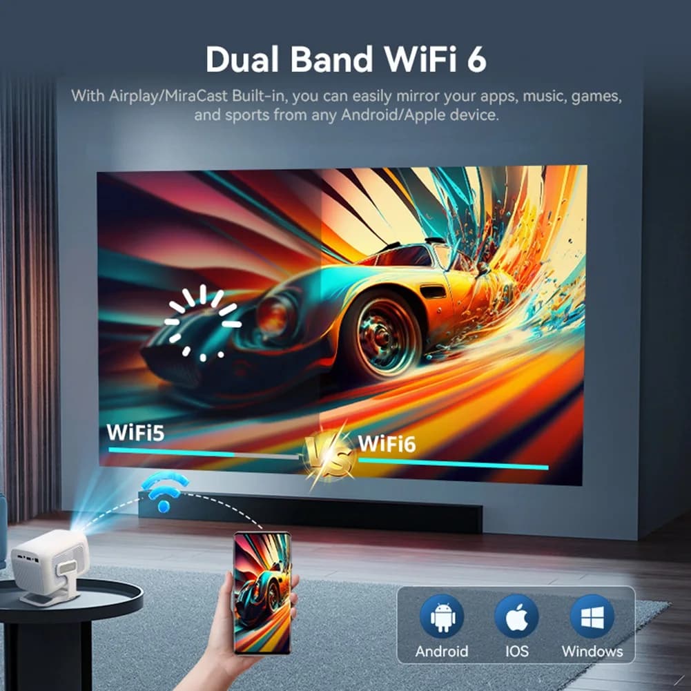 Full HD 4K projector with automatic focus for WiFi film Projector Android Smart TV Home Theater Portable Video Projector