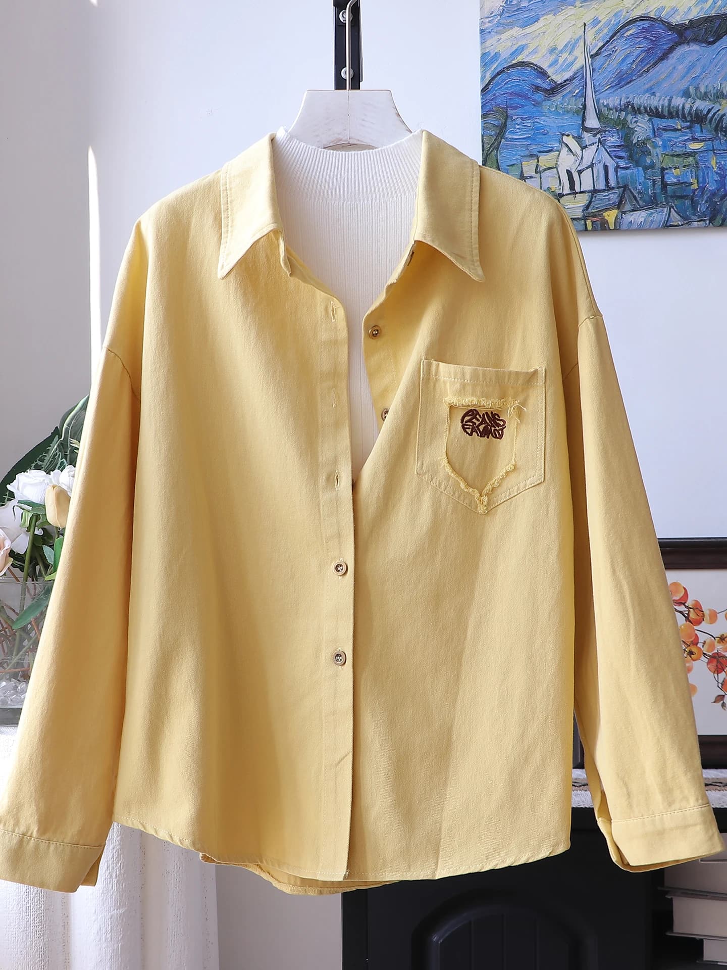 Spring Autumn Embroidered Cotton Shirt Women's Fashion Long Sleeve Design Sense Ladies Top Outerwear Jacket