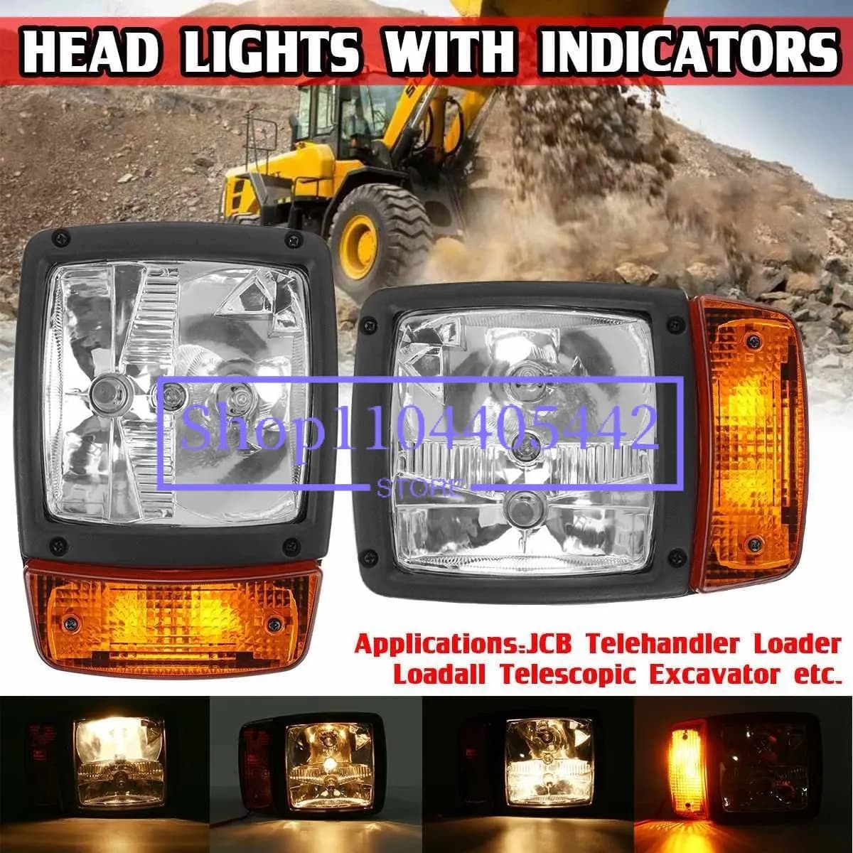 Excavator Front LED Headlights AEF3-24V Turn Signal Lamp Indicator Work Light For Tractor Telehandler Loader Forklift