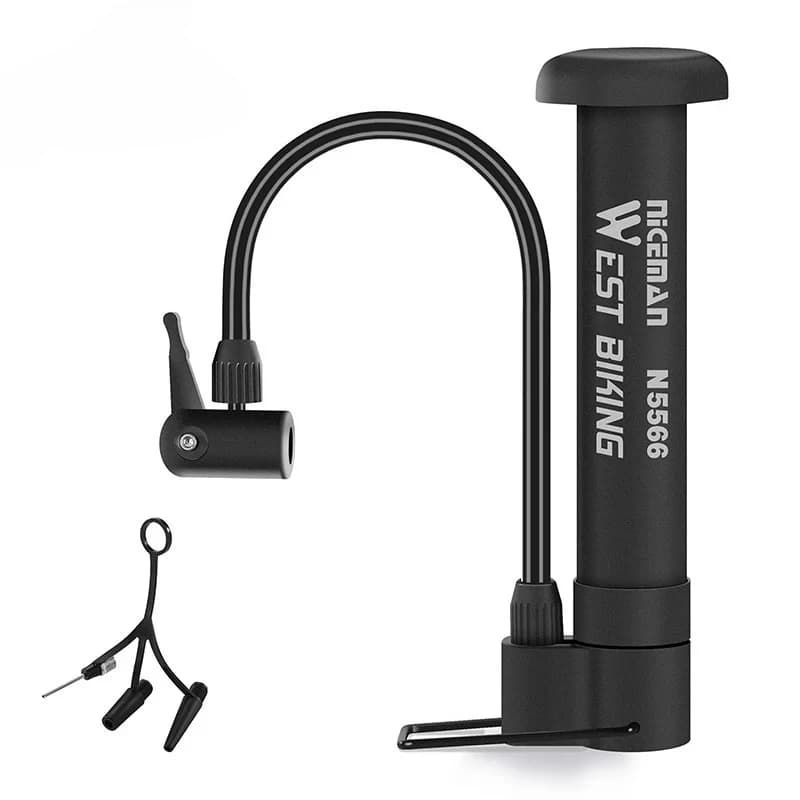 Pompa per Bicicletta MTB WEST BIKING, 80 PSI, Pompa d'Aria Manuale da Pavimento, Gonfiatore per Pneumatici con Valvola Schrader, Accessori per Ciclismo