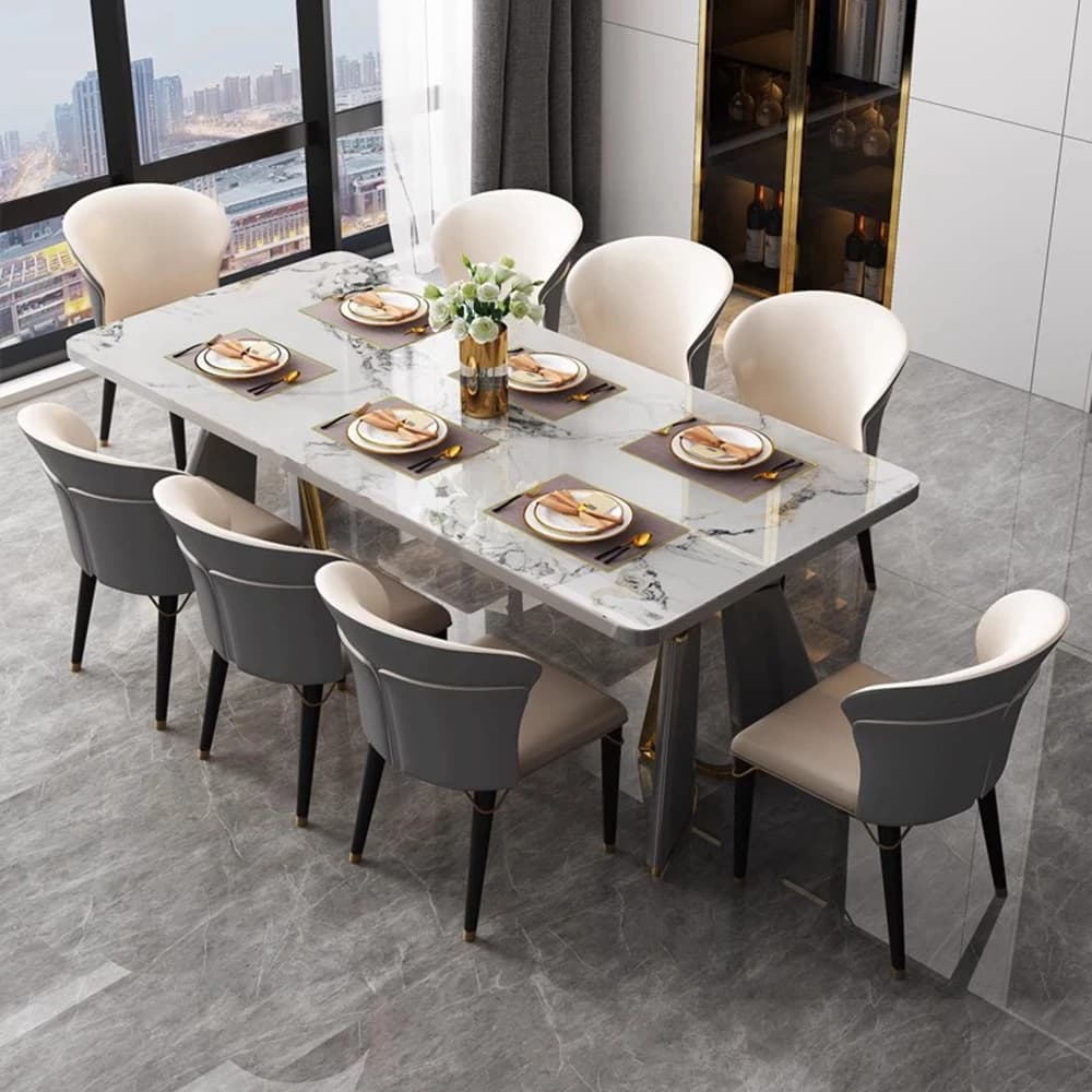 Tavolo da pranzo moderno per soggiorno Lusso Italia Rettangolo Impermeabile 8 persone Tavolo da pranzo Gambe in metallo Moveis Para Casa Accessori per la casa