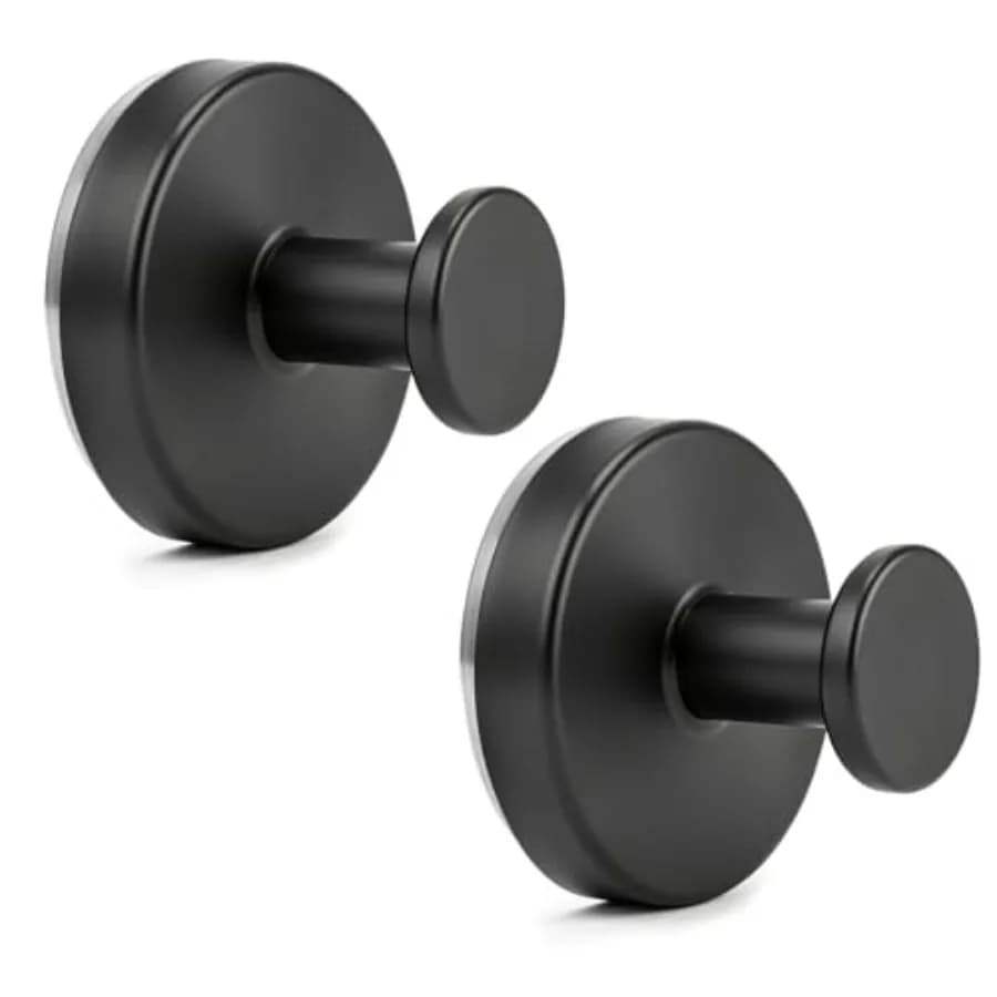 Suction Cup Hooks for Shower, 2 Pack Black Removable Towel Hooks Waterproof Rustproof Metal Towel Hook for Hanging Towels Bathr