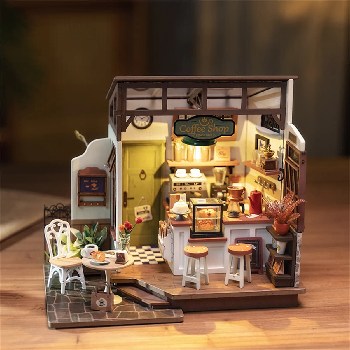 Robotime Rolife NO.17 Cafe 3D Puzzle Kit casa delle bambole in miniatura fai da te artigianato hobby regalo incredibile per le donne bambini DG162