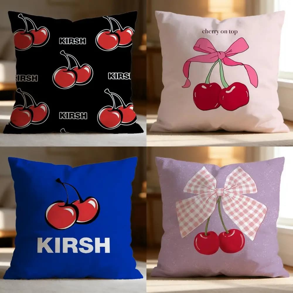 Popolare Federa K-KKirsh con Motivo a Ciliegie, Morbida e Lavabile, Multiuso per Divano, Letto, Viaggio e Ufficio