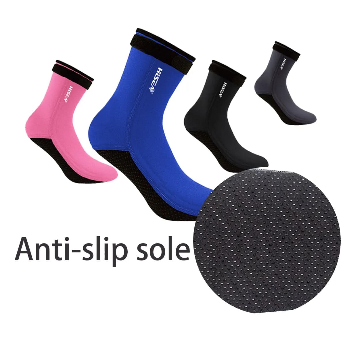 Neoprene 3mm Socks, Breathable, Rapid Drying, Anti-slip, Thermal Mirrors for Swimming and Snorkeling