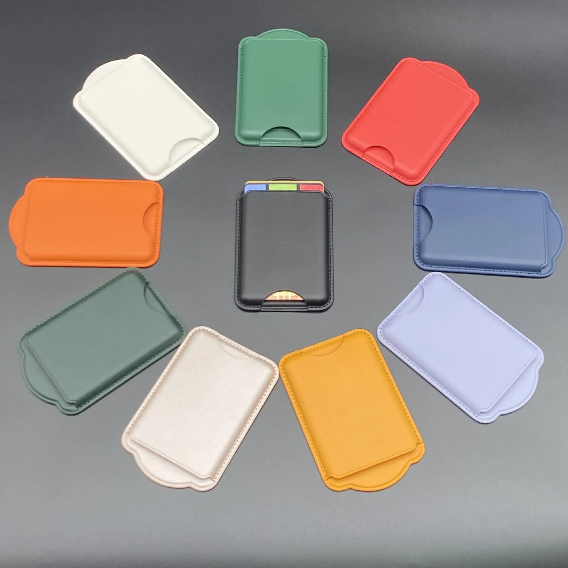 For Magsafe Magnetic PU Leather Card Holder Wallet Cards Case For Apple iPhone 17 Air 16 15 Pro Max Samsung Galaxy S25 S24 Ultra