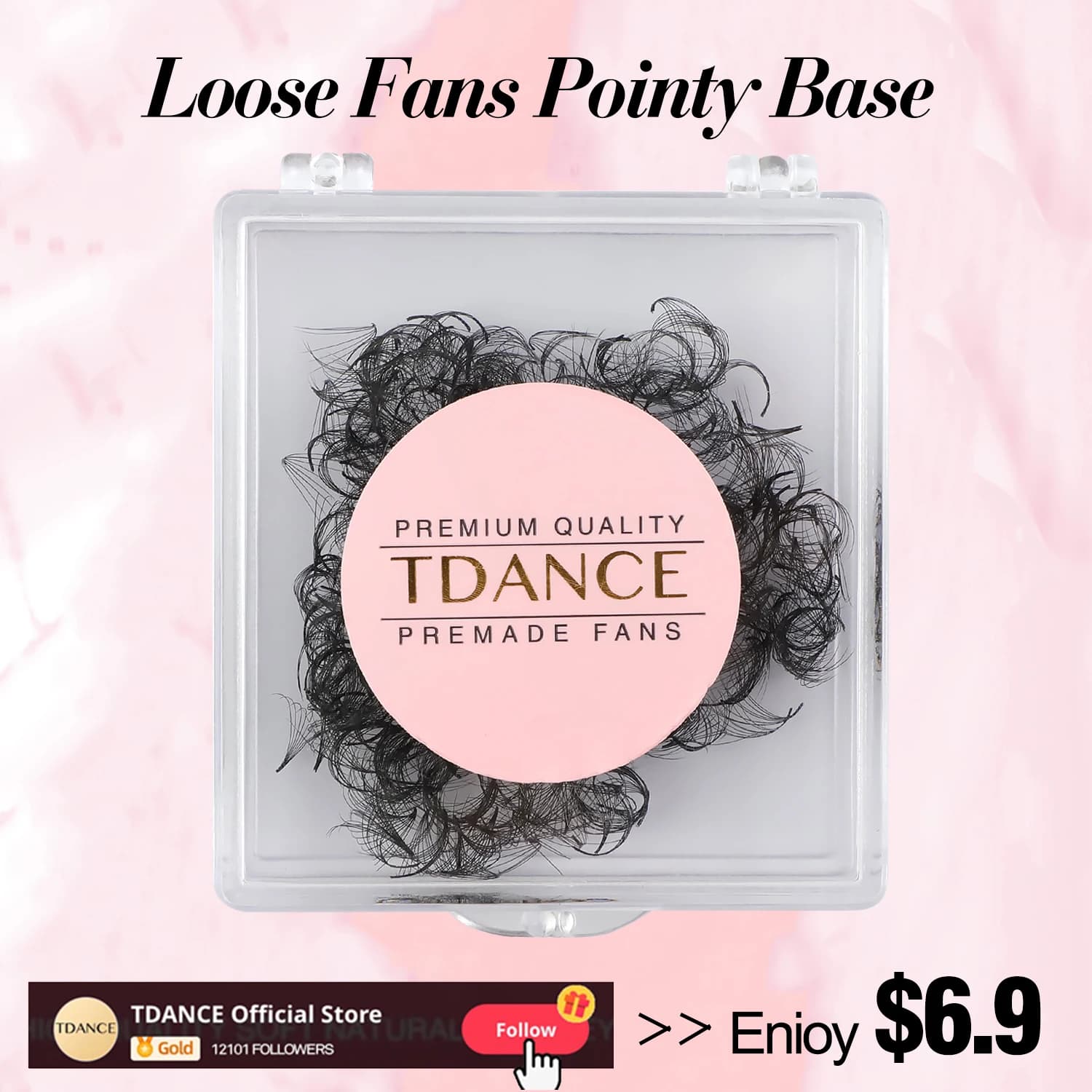 TDANCE 500 Ventole Base a punta Ventole sciolte Stelo medio professionale Ventole di volume preconfezionate sottili e affilate Estensioni ciglia con base a punta