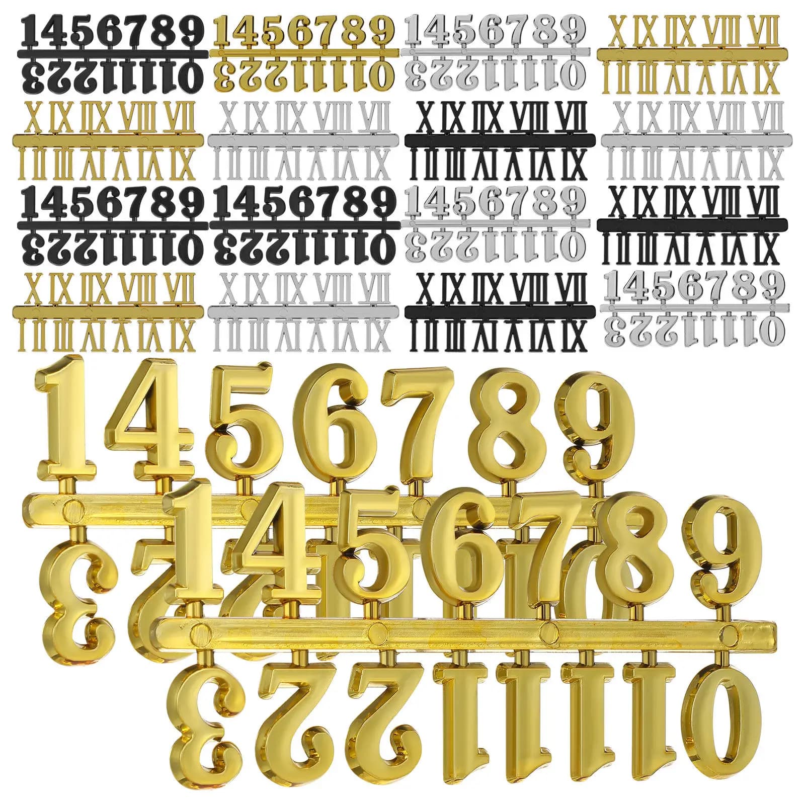 Kit di 18 Numeri per Orologio, Numeri Arabi e Romani Fai-da-Te, Parti di Ricambio per Orologi da Parete, Accessori Creativi per Decorazione Casa e Ufficio