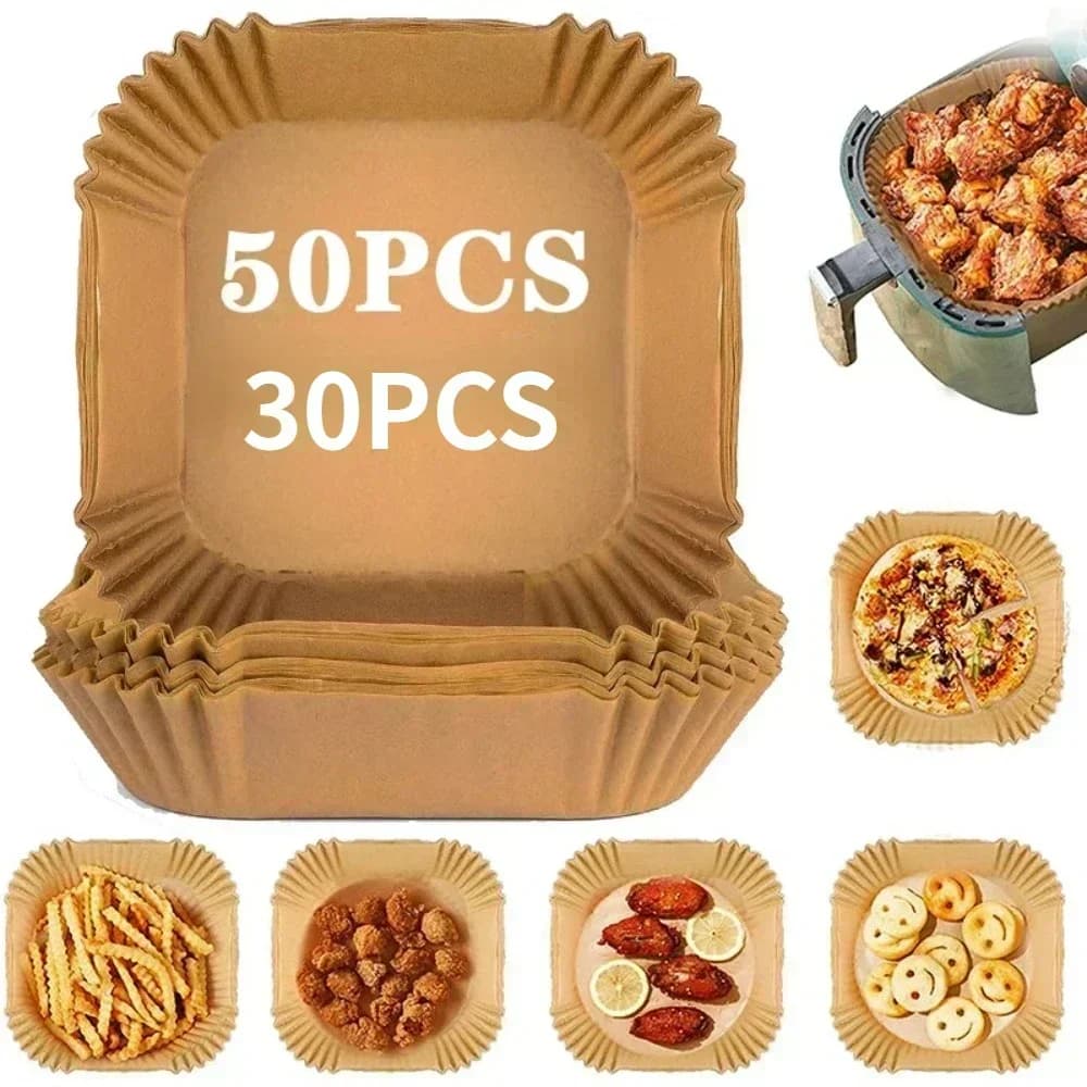 Kitchen utensils Air fryer Kitchen accessories Paper kitchen accessories Disposable plate for barbecue Non-stick tea. Round square pastry moulds 50/30 pieces