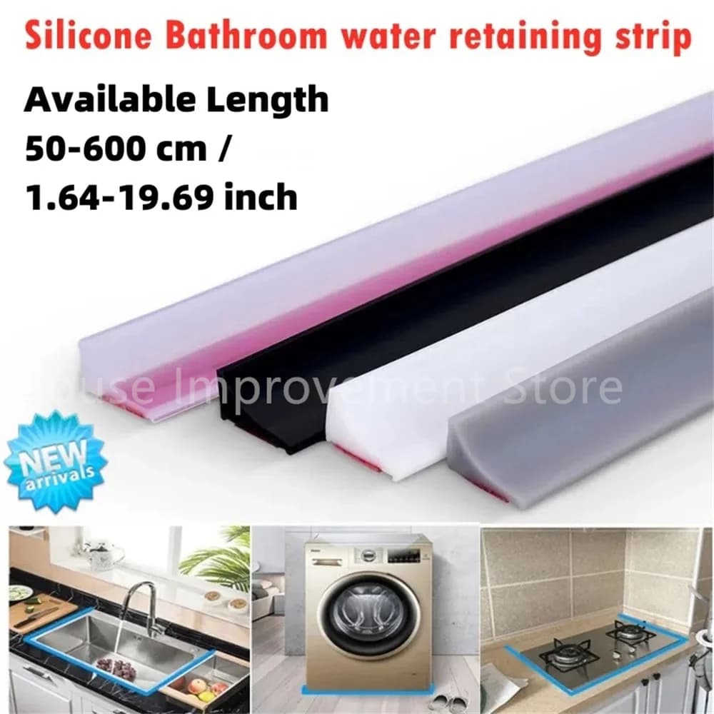Barriera Autoadesiva in Silicone per Cucina e Bagno, Striscia Flessibile per Contenere l'Acqua, per Porte, Lavatrice e Doccia
