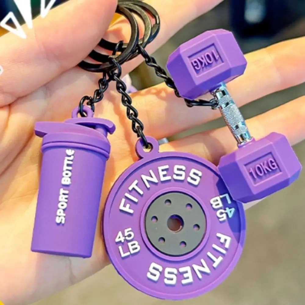Dopamine Barbell Plates Keychain Water Cups INS Simulation Dumbbells Keyring Creative Kettlebell Fitness Series Pendant Friends
