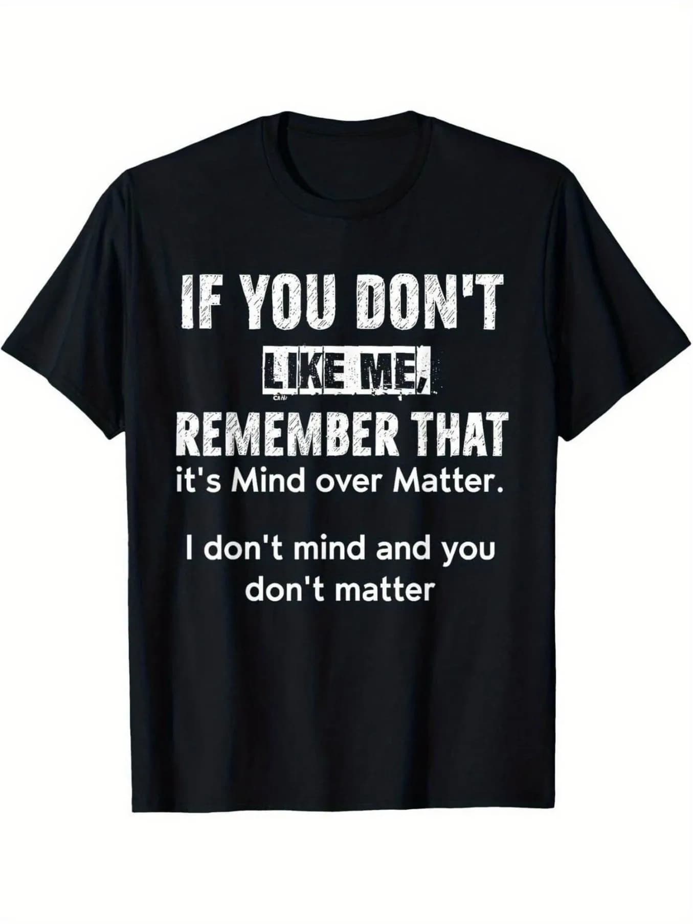 Men's mind is better than matter "black cotton T-shirt-bold white print short sleeve round neck regular fit casual sweatshirt machine-washable four seasons