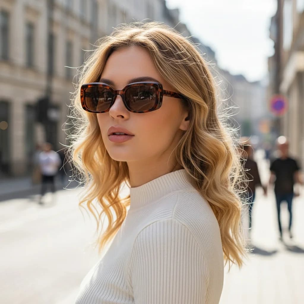 Occhiali da sole con montatura quadrata personalizzati di nuovo stile, occhiali da sole con protezione UV, occhiali da sole alla moda e versatili in stile street, 5236