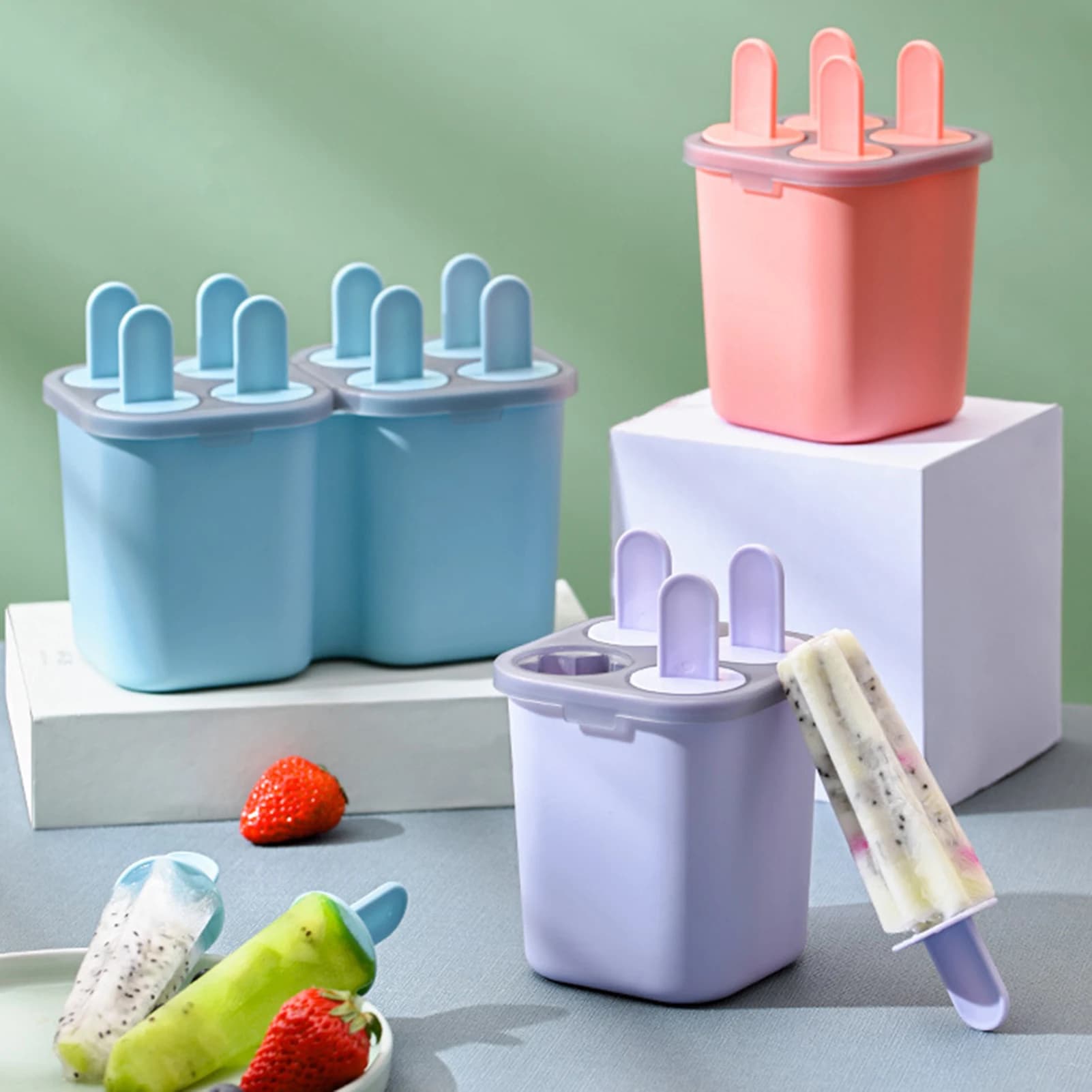 Stampo per ghiaccioli per ghiaccioli Stampi per pop per uso alimentare con bastoncini e protezioni antigoccia per budino di yogurt ghiaccioli per gelato