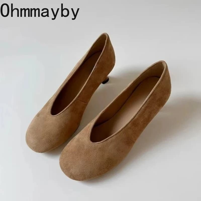 2026 nuova primavera tacco spesso pelle scamosciata donna Mary Jane scarpe moda punta tonda slip on scarpe da donna eleganti pompe per abiti da festa