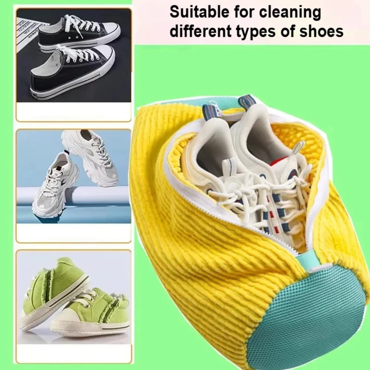 Pack of 2 shoes linen bags: durable mesh with soft coating to protect shoes and washing machine