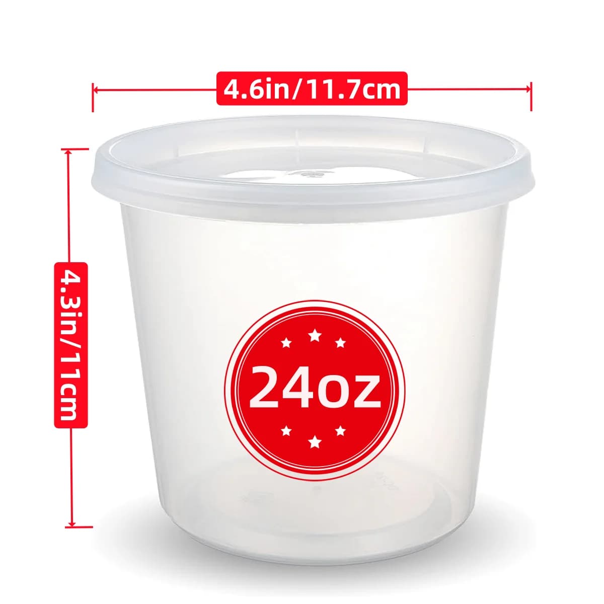 Freshware Food Storage Containers 24 oz120setsPlastic Deli Containers with Lids, Slime, Soup, Meal Prep Containers, BPA Free, Stackable, Leakproof, Microwave/Dishwasher/Freezer Safe