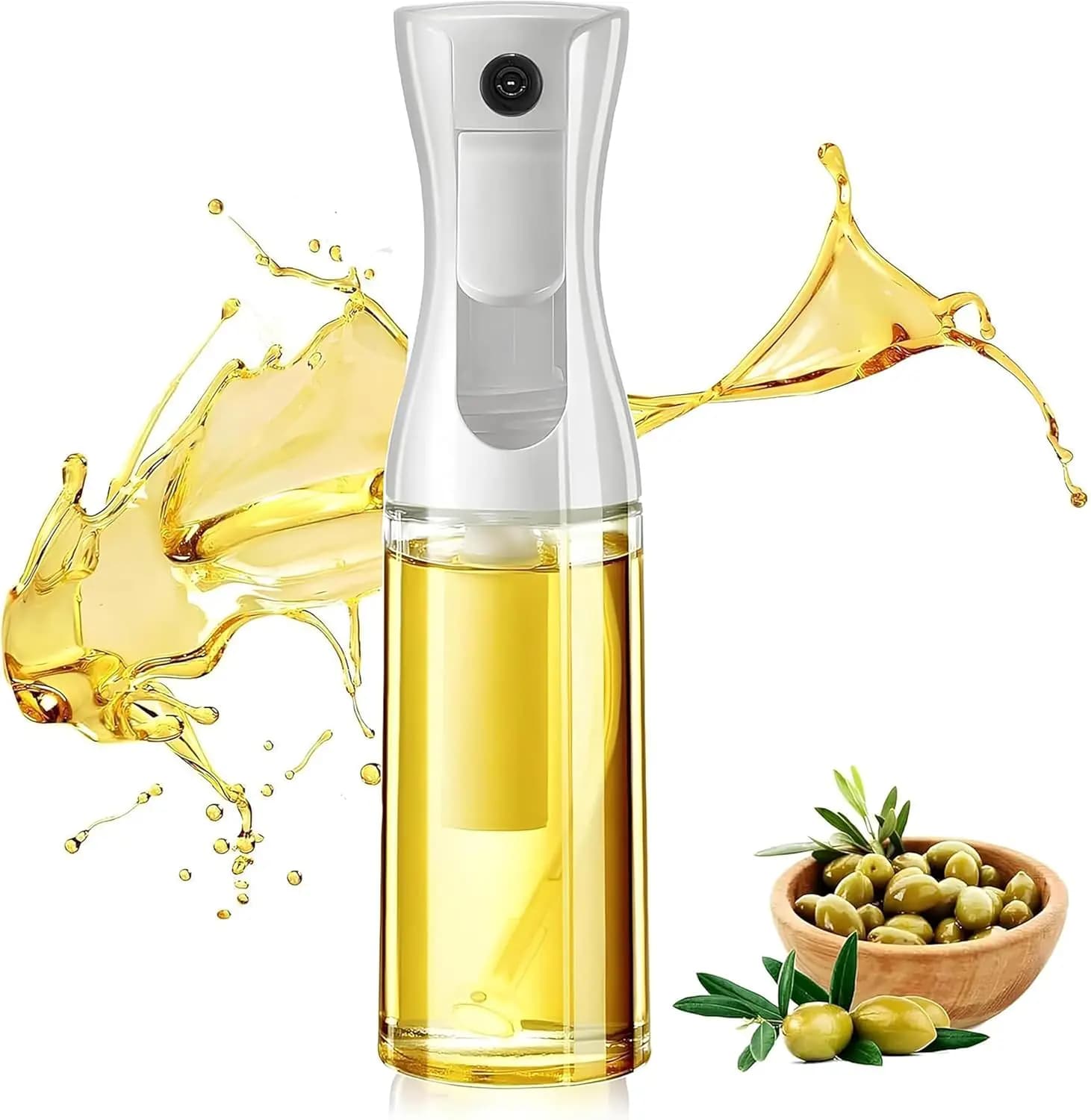 Spruzzatore d'Olio in Vetro per Cucina - Nebulizzatore per Olio d'Oliva, 200 ml, Accessorio per Friggitrice ad Aria, Ricaricabile