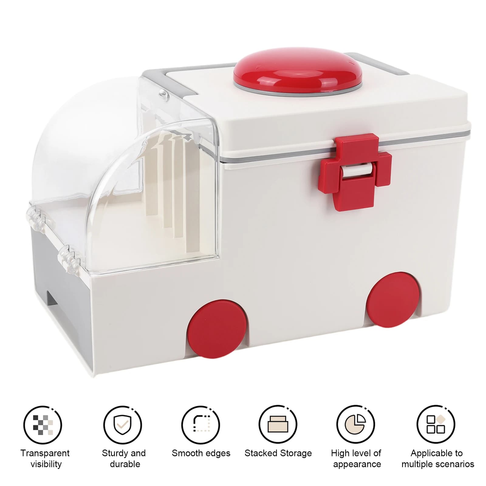 Scatola Portatile a Forma di Auto, Grande Capacità, in Plastica, per Kit di Pronto Soccorso e Classificazione Medicinali, Ideale per Arredamento Stanza