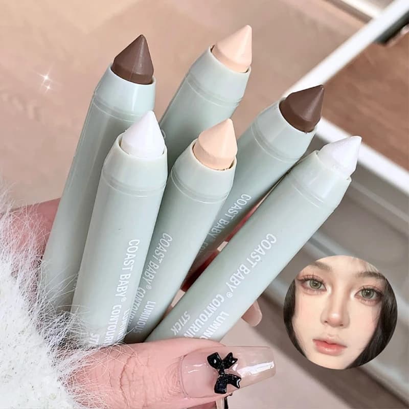 Stick Contorno 3D, Evidenziatore Impermeabile a Lunga Durata, Penna per Ombreggiatura Viso, Bronzer per Contouring, Cosmetici