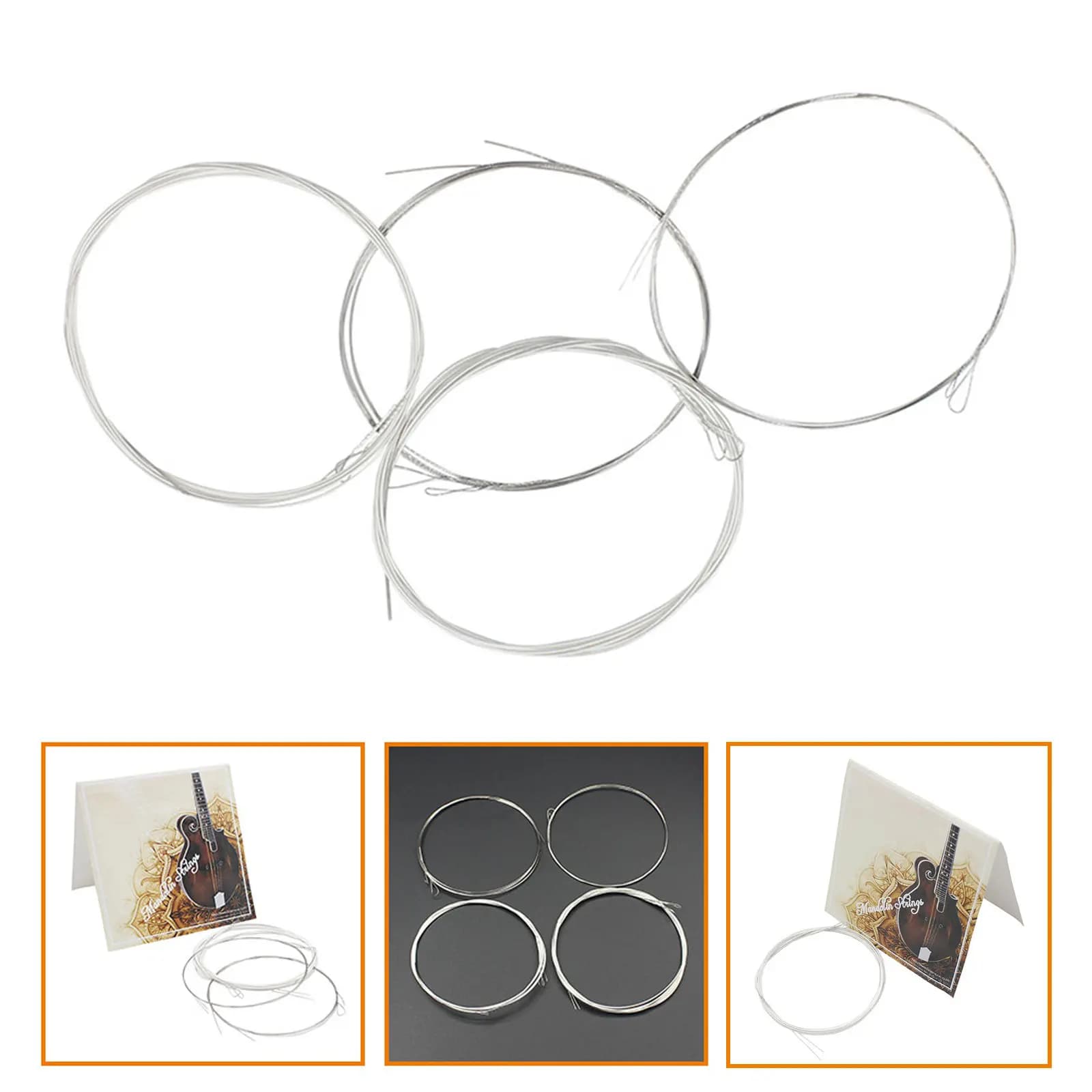 Mandolin Strings Set Steel Wound Light Gauge Lasting Bright Tone Easy Install Universal Fit