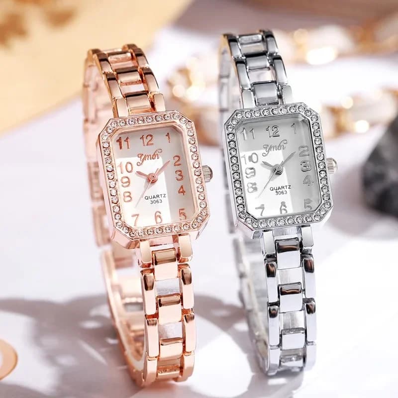 Women's Fashion Brand Watch Wrist Watch With Luxury Gift Strap Women's Quartz Watch For Square Student With Rhinestone Dropshipping