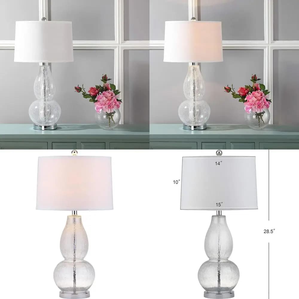 Lampada da Tavolo Crackle Glass Double Gourd 29 con Lampadine LED per Camera da Letto, Soggiorno, Ufficio, Scrivania, Comodino