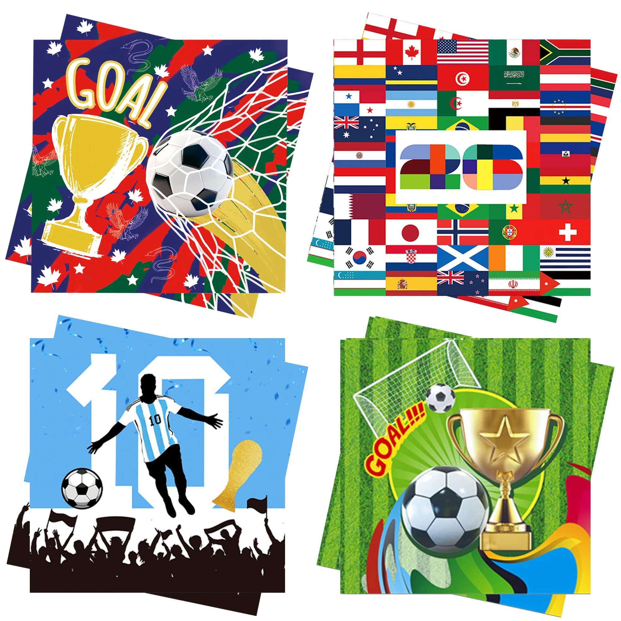 Tovaglioli per Festa a Tema Calcio, Decorazioni Mondiali di Calcio 2026, Tovaglioli di Carta per Compleanno, Decorazioni per Tavolo